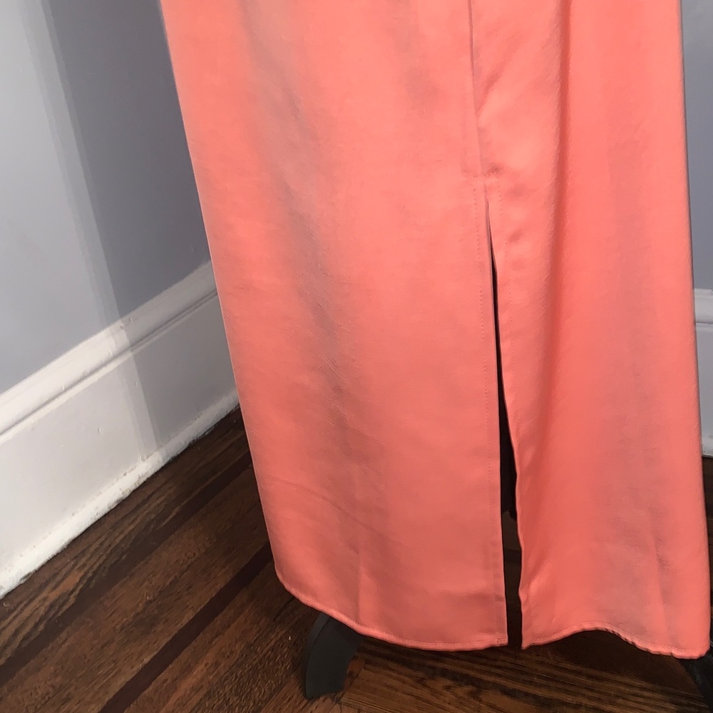 NEW- Chic Coral Maxi Dress With Slit Up One Side - Picture 7 of 9